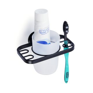 Toothbrush-Holder With Tumbler-Stainless-Steel Black