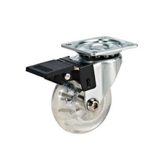 Castor Swivel Clear Polyurethene With Break 50mm