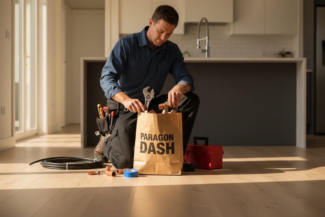 Plumber Unpacking Paragon Dash Bag